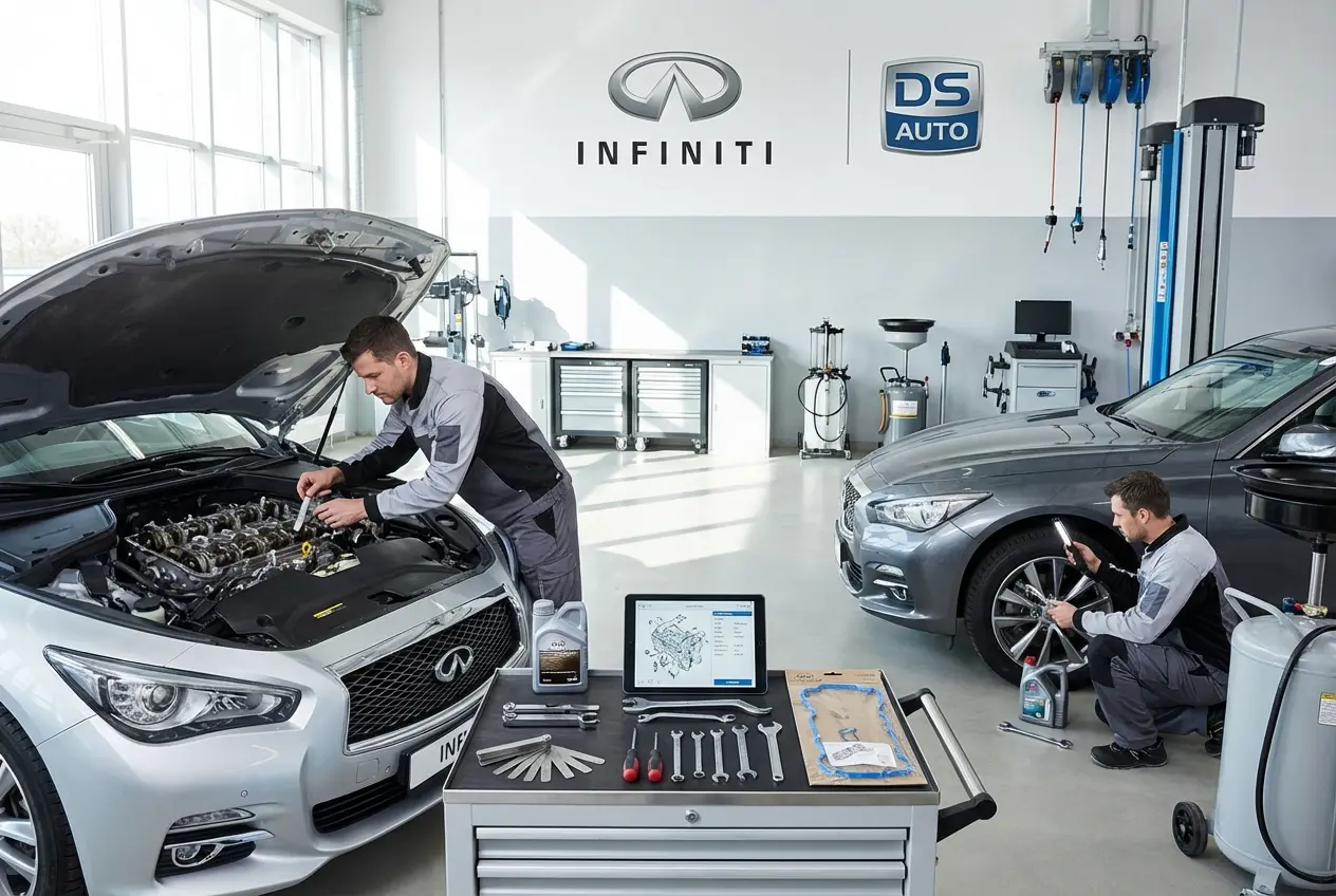 Проверка и регулировка зазоров клапанов двигателя Infiniti в автосервисе DS Auto в Жуковском
