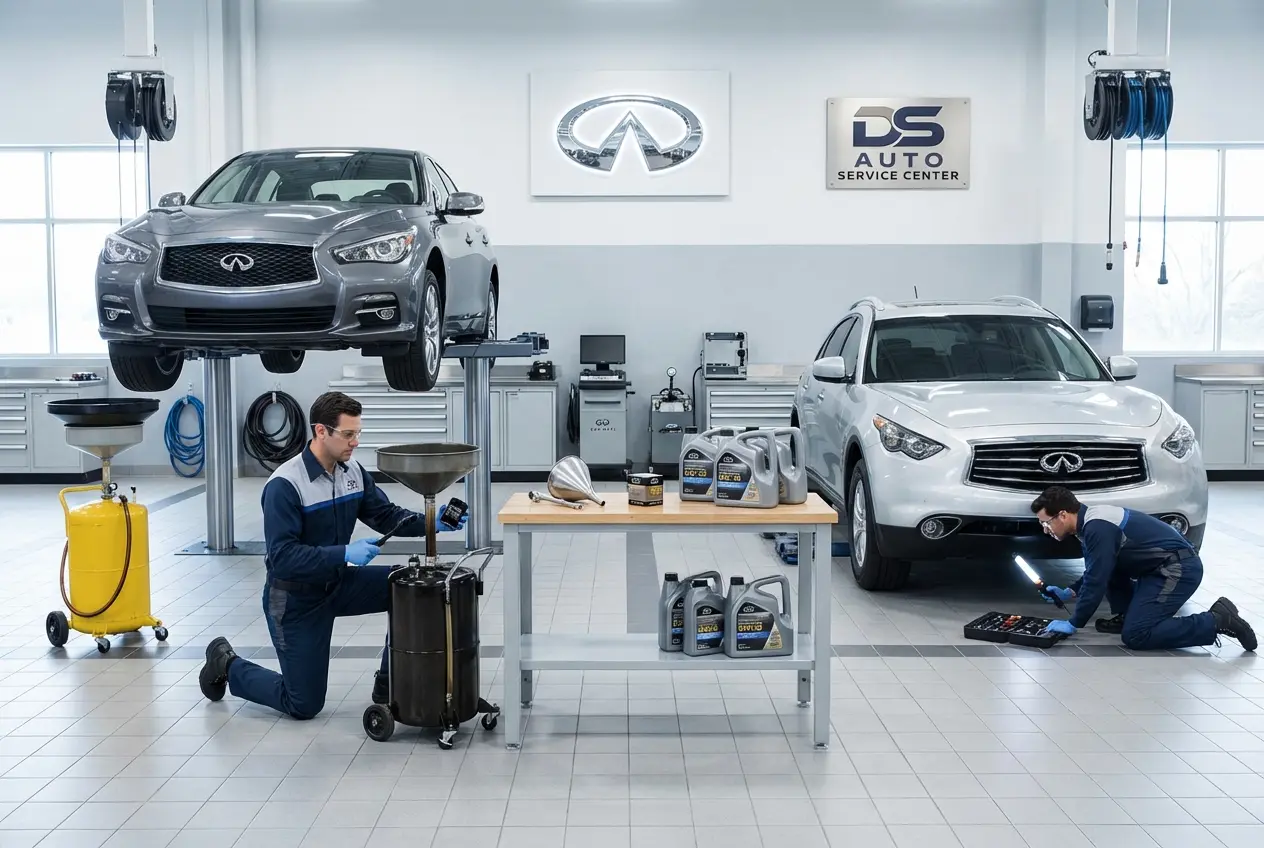 Замена масла в двигателе Infiniti в автосервисе в Жуковском
